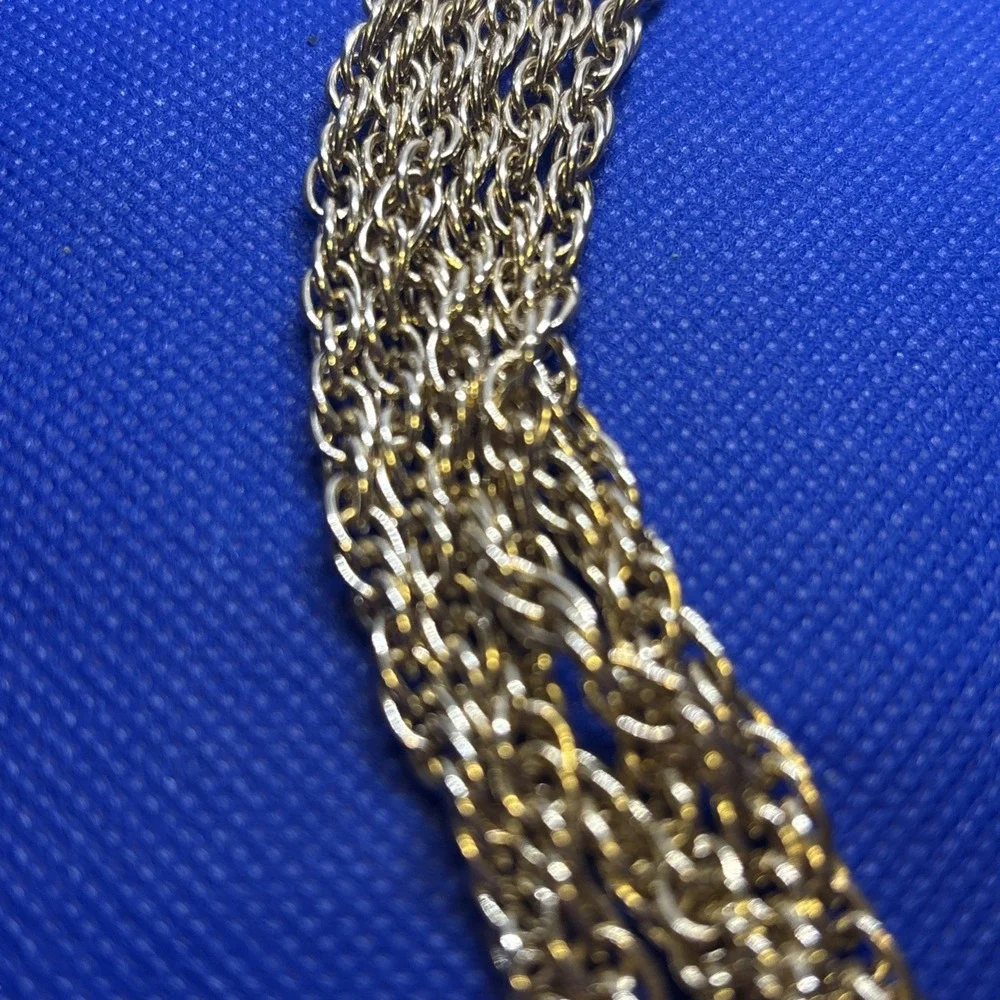 Vintage Six Multi Strand Gold Tone Light Weight Necklace Hong Kong